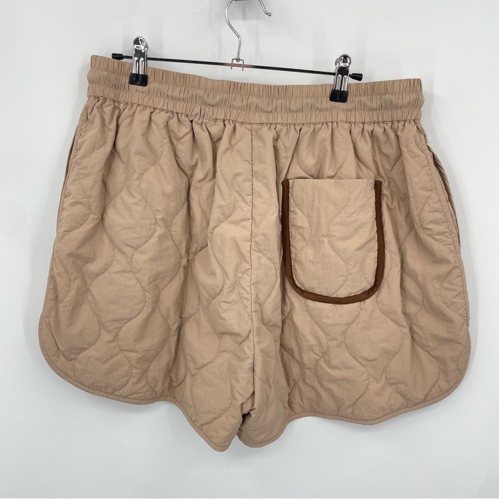 Varley Connel beige Quilted drawstring Shorts Sz XL summer nylon quilt Var01781 - Picture 2 of 8
